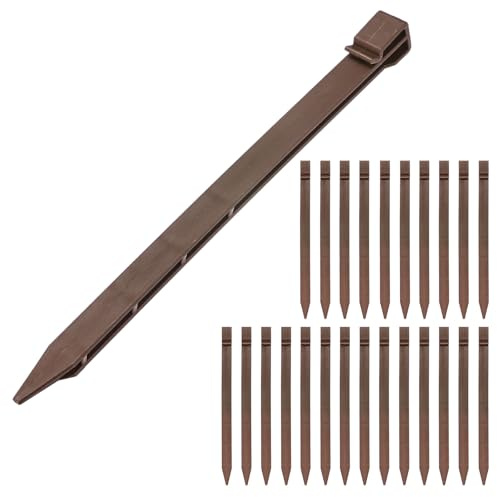 M METERXITY 25 Pcs Picchetti Da Giardino Per Bordure, Picchetti Di Ancoraggio In Plastica Da 12 Pollici Per Bordure Da Giardino/Teli Antierba [Marrone]