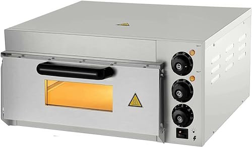 XSDAJSD Four à Pizza électrique Professionnel, 1 300 W, 50-350 °C, thermostats à Commande séparée, Four à Pizza Professionnel en Acier Inoxydable avec minuterie