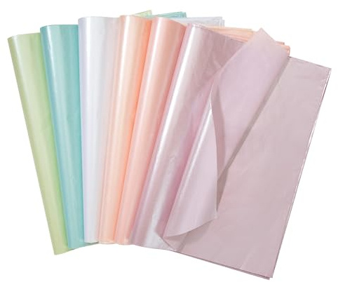 Seidenpapier 6 Farben Seidenpapier Metallic Geschenkpapier Geschenkverpackung Papier Geschenk Verpackungsmaterial für Weihnachten, Hochzeit, Geburtstag, DIY Craft 60 Blatt (500 x 700mm)