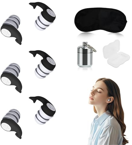 Robofun Bouchon D'oreille Pour Dormir, 45dB Boule Quies, Silicone Anti-Ronflements Bouchon Pour Dormir, Doux et Réutilisables, Bons Pour le Ronflement Natation Concerts Studio (Noir)
