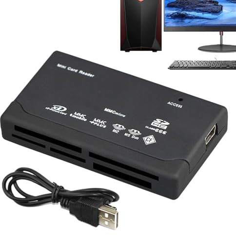 Lettore di Schede USB - Adattatore Slim per Dispositivi - Adattatore per Memory Card,Adatto per Laptop, Fotografia, Computer, Telefono, Fotocamera, Trasferimento di File, e Viaggio all'Aperto