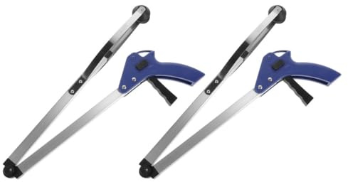 VALICLUD Set 2 Pinze per Raccolta Rifiuti in Alluminio Pieghevoli 83 Cm, Strumento di Presa a Pinza Durevole per Giardino e Casa, Morsetti Rapidi Leggeri per Pulizia e Raccolta Oggetti