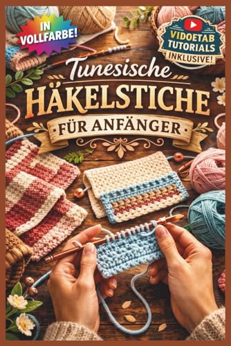 TUNESISCHER HÄKELSTRAHL FÜR ANFÄNGER: Der vollständig illustrierte Leitfaden mit Schritt-für-Schritt-Anleitungen zum Erstellen von Schals, Decken, ... absolute Anfänger | Video-Tutorials inclusive