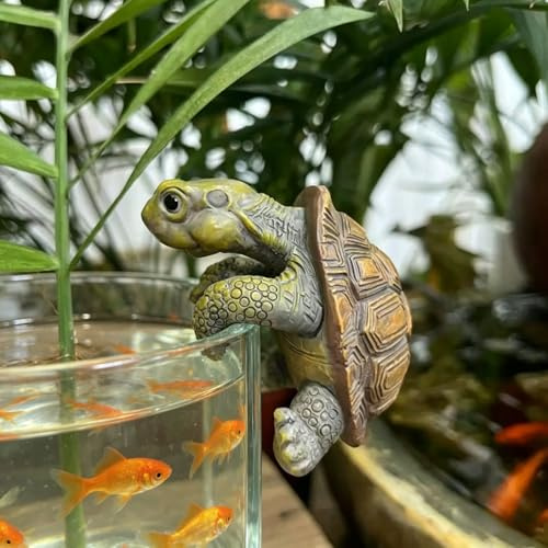 EVBOTGEE Mini Schildkröte Gartendeko, Miniteich Schildkröte Deko Statue, Kletternde Schildkrote Figur, Gartenfiguren Ornament für Draußen Wetterfest, für Miniteich, Balkon, Terrasse und Gartendeko