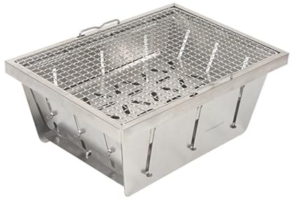 Brasero Exterior Barbacoa portátil Plegable de Acero Inoxidable 304 for Camping y Exteriores, con Estufa leña integrada, calefacción función(Table+Stove)