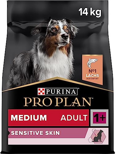Pro Plan Medium Adult Sensitive Skin, Hundefutter trocken, reich an Lachs, 1er Pack (1 x 14 kg)