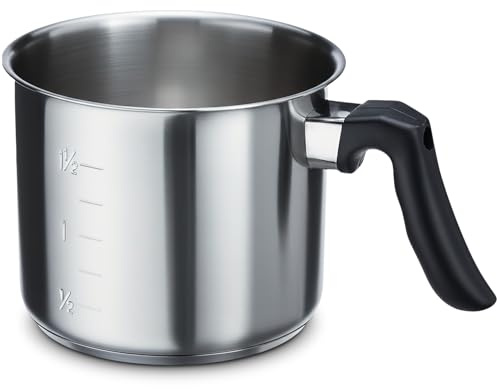Magefesa Deliss 2.6-Quart Stainless Steel Milk Pot, All-Stovetop Compatible Saucepan, Ergonomic Heat-resistant Handle