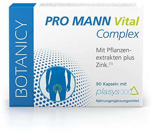 BOTANICY Pro Mann Vital Complex, mit Plasys 300, Extrakt aus Kürbiskernen, Pinienrinde und Brennessel, hohe Bioverfügbarkeit - 90 Kapseln