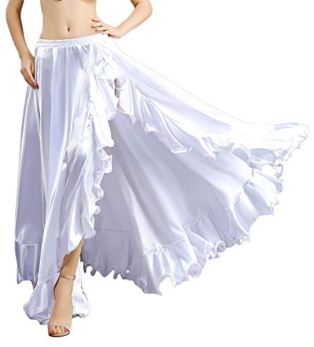 ROYAL SMEELA Bauchtanz Rock für Frauen Bauchtanzkostüm Damen Rüschen Big Swing Röcke Maskerade Elastischer Bund Hoher Schlitz Maxirock Bauchtanz Kleid Sexy Bauchtänzerin Outfits lang bauchtanzrock