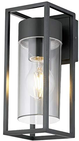 Outdoor Exterior Modern Garden Wall Light Lantern Clear Diffuser LED Compatible Includes 4w Bulb ZLC079K