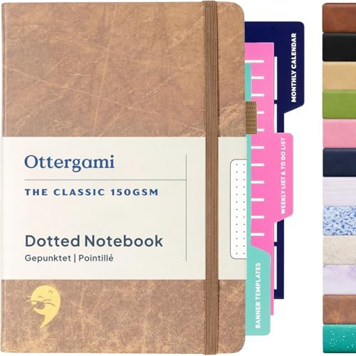 Bullet dot journal prickigt anteckningsblock A5 + bonus organiserings stenciler | ultratjockt 150gsm rutnät papper | The Classic