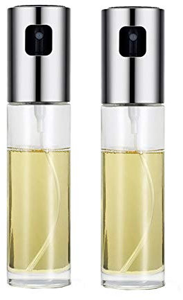 2Pcs Olive Oil Sprayer Misters Bottle, 100Ml Food-Grade Glass Oil Vinegar Soy Sauce Dispenser Pump Sprayer for BBQ,Grilling,Kitchen,Cooking,Salad,Baking, Frying