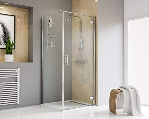 Schulte Toura Plus Drehtür pendelbar mit Seitenwand, Profile chromoptik, Sicherheitsglas klar hell inkl, Fixil-Glassiegel, EP666218-3 41 500 02 68 39