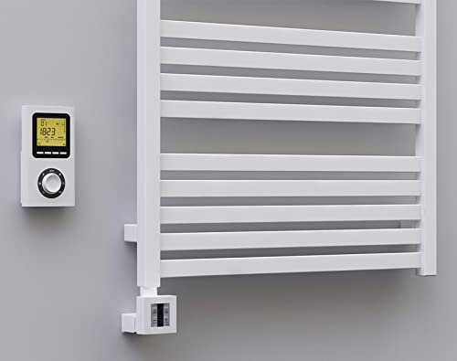 anapont elektrischer Premium Badheizkörper Marlin - gerade - Farbe - Timer-Funktion - Handtuchheizkörper - Badheizung elektrisch - Handtuchheizung - Made in Germany (1185h x 600b, weiß)