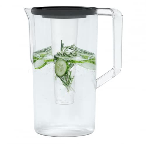 Wessper Caraffa Per Acqua 3 Litri Con Inserto Per Ghiaccio Refrigerante | Caraffa Per Acqua Trasparente Al 100% Senza BPA Con Coperchio | Caraffa Per Tè Freddo Limonata, Acqua Per Tutta La Famiglia