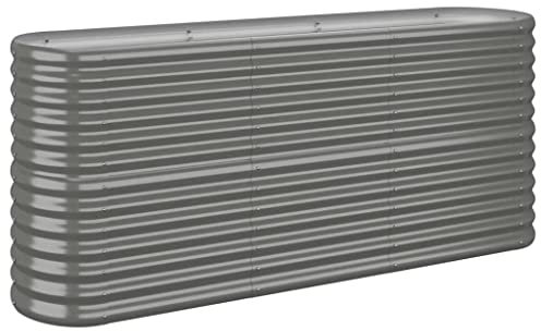 vidaXL Hochbeet, Wetterfestes Hochbeet für Garten Balkon Terrasse, Kräuterhochbeet zum Selber Bauen, Pflanzkasten aus Metall, Verzinkter Stahl Grau