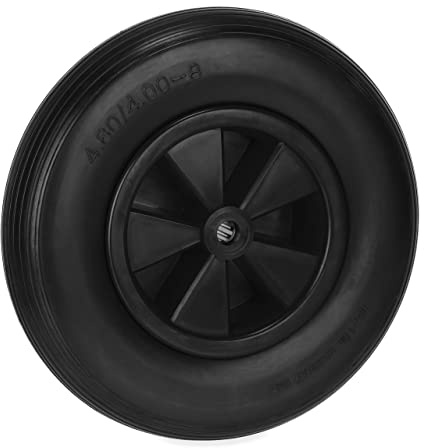 Relaxdays Roue de brouette 4.80/4.00-8, Pneu en Caoutchouc PU, Jante Plastique, Charge Max. 100 kg, increvable, Noire