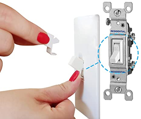 Toggle Shield - Residential (4 Pack, White) | No Tools Required | Easy to Install and Remove | Child Proof Light Switch | Lock Toggle Switch in On Or Off Position | Light Switch Cover Guard