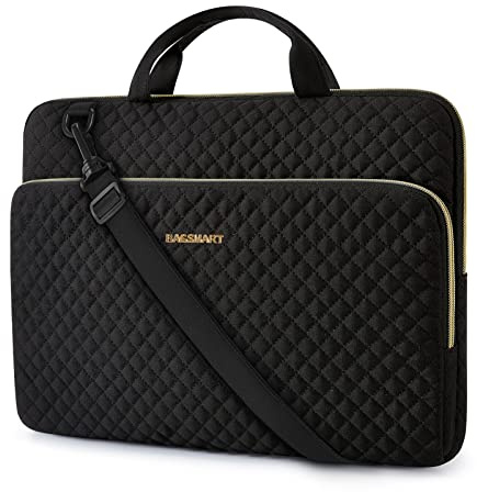 BAGSMART 15.6 Inch Laptop Sleeve Case Compatible with MacBook Pro 16 Inch,15.6 Inch HP,Dell,Acer Aspire,Asus Notebook, Protective Laptop Bag for Women with Shoulder Strap,Pocket,Handle, Black