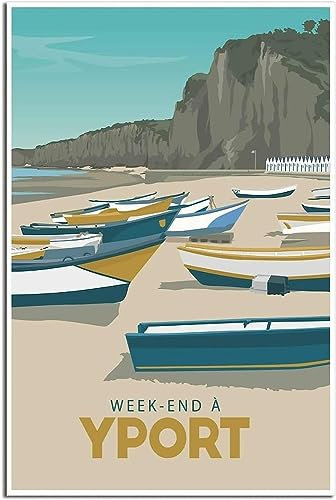 Leinwandkunst Yport Frankreich Strand Boot Vintage Reise Poster Malerei Wand Poster Raum Dekor Kunst Wandbild Leinwand Ungerahmt 60x90cm