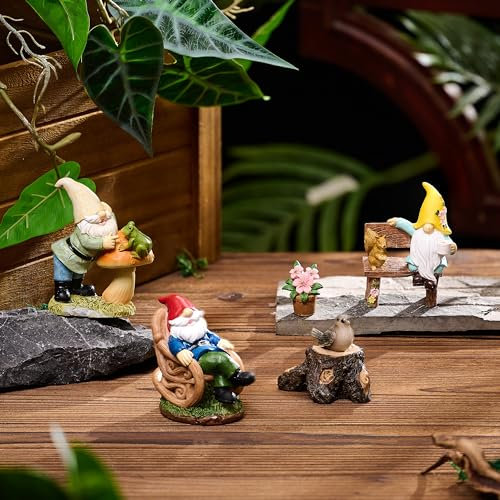 TERESA'S COLLECTIONS Funny Gnomes for Garden Decorations, Waterproof Resin Ornament for Indoor & Outdoor, Set of 3