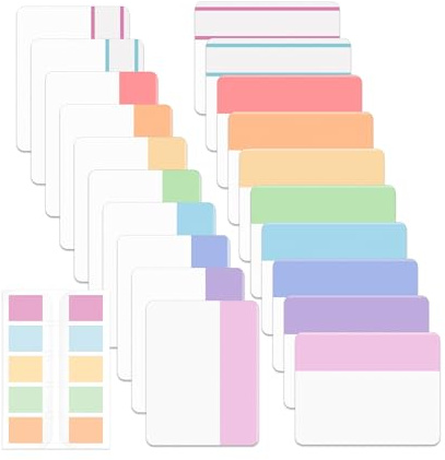 Mr. Pen- Sticky Index Tabs, 500 Pcs, 21 Sets, Pastel, Writable Colored Pages Markers Labels for Reading Notes, Books, Binders, Notebook, Folders and Classify Files, Water-Resistant