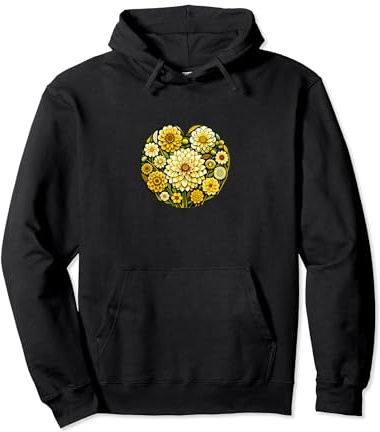Dahlia Flower Art Yellow Dahlias floral artwork Pullover Hoodie