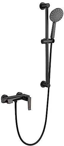 Waterfall Bath Taps Single Lever Bath Shower Mixer Tap with Shower Head Holders Wall Mounted Bathroom Taps with Shower Mixer, Gun Grey