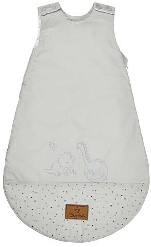 Sterntaler Babyschlafsack 62/68 Dino Rexi - Schlafsack leicht wattiert aus weichem Polycotton - mit 2-Wege Reißverschluss & Druckknöpfen an Schulter, graublau