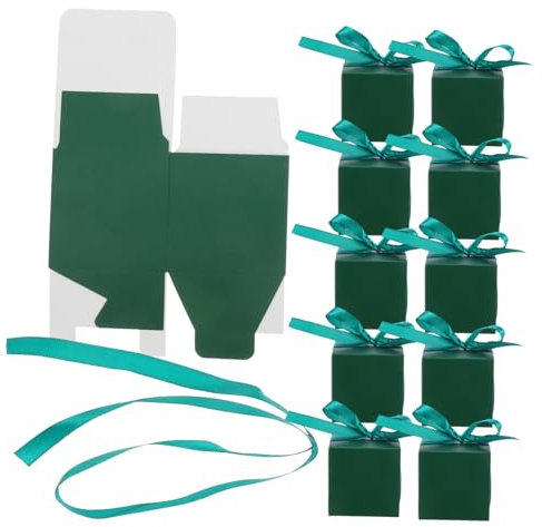 KOMBIUDA 50stücke Geschenkkartons Für Hochzeiten Kleine Kraftpapier-süßigkeitenboxen Mit Grünen Bändern Für Gastgeschenke Geburtstag Und Feiern Für Pralinen Und Bonbons