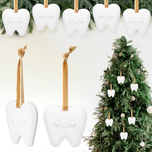 Cinnvoice 20 Sets Zahnschmuck für Weihnachtsbaum, Zahn hängende Dekorationen, Zahnschätzung, Geschenke für Zahnarzt, Zahnarzt, Zahnarzt, Mitarbeiter, Anerkennung