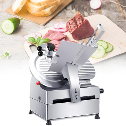 Cortadora De Carne, Cortadora De Alimentos EléCtrica De 550 W Con Motores Duales Y Bandeja De Acero Inoxidable, Grosor Ajustable, MáQuina Cortadora De Alimentos Para Carne, Queso Y Pan,110V