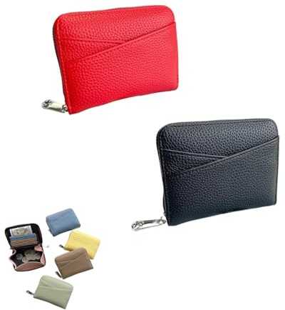 QKCQQTS Lot de 2 Porte-Cartes minimalistes Ultra-Fins en accordéon pour Femme, Porte-Monnaie avec Plusieurs emplacements pour Cartes (2pcs-d)