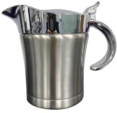 Insulated Gravy Boat - Stainless Steel Sauce Bowl with Hinged Lid, Double Layer Juice Pot for Sauces | Ketchup, Cream, Dressing, Vanilla Pudding, Portable Sauce Bowl for Accesso