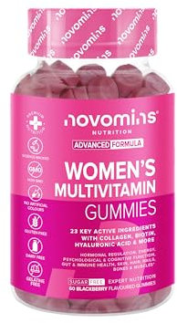 Multivitamin Gummies for Women - 23 Vitamins, Minerals & Probiotics for Women - Marine Collagen, Hyaluronic Acid, Folic Acid, Vitamin D, A, C, B, Biotin & Zinc – 60 Vitamin Gummies - Novomins