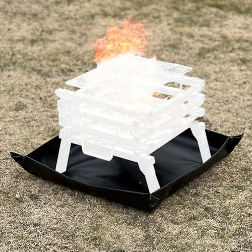 Tappetino ignifugo da campeggio, 70 x 70 cm, portatile, in tessuto ignifugo, con rivestimento in silicone su entrambi i lati, per patio, terrazza, prato (tappetino)