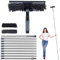 Lave Vitre Telescopique 4m, Kit Nettoyage Vitre avec 2 Chiffons, Nettoyeur de Vitre, Manche Telescopique pour Nettoyer Vitres, Mouilleur Vitre Professionnel pour Vitres Hautes, Manche Amovible (Gris)