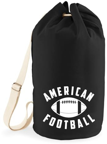 Huuraa Seesack American Football Ball 20 Liter Black Baumwolle Rucksack Geschenkidee