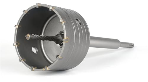 BINOTA Sierra Corona Hormigón 82mm Profesional | Broca carburo tungsteno Vástago SDS-Plus 220mm Centrado cruz Hormigón Ladrillo Piedra Mampostería