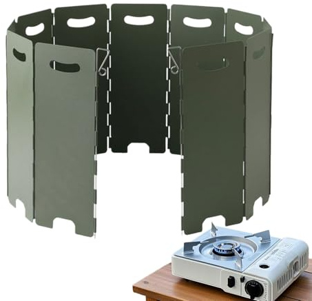 Pare-brise de camping - Coupe-vent pliable - En aluminium - Protection contre le vent - Pour les pique-niques, la randonnée, le barbecue - Écran de cuisson léger - Protection contre le vent