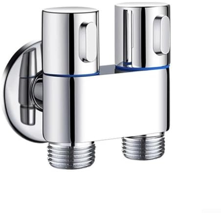 HomeVortex Válvula de ángulo para baño de doble salida con montaje en pared, control de agua de tres vías, conector para rociador de bidé, entrada con interfaz G1/2 (Plata)