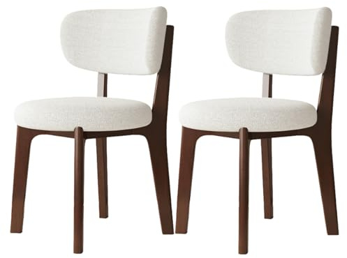ZDFTGKM Lot de 4 chaises de Salle à Manger en Bois rembourrées, Style Moderne du Milieu du siècle, avec Pieds Solides, pour Cuisine, Salon, Restaurant, Noyer et Beige, 2 pièces