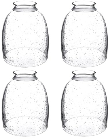 KASTLITE Clear Seeded Glass Ceiling Light Bulb Cover Set - Bubble Textured Chandelier Pendant Wall Sconce & Bathroom Vanity Lamp Fixture Shades - Ceiling Fan Light Covers - 2.22 Fitter, 5.47x4.76