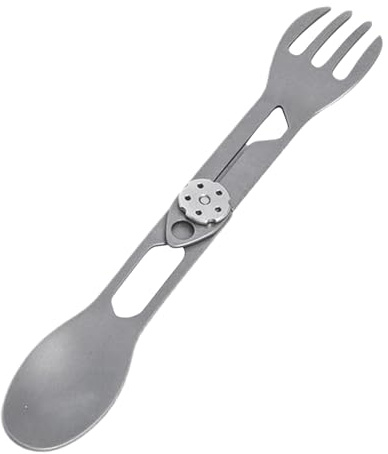 Ranley Cuillère-fourchette rotative en titane – Cuillère et fourchette pliables 2 en 1 pour la survie | Couverts de camping portables pour voyage, survie, randonnée, pique-nique, activités de plein