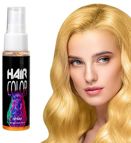 Purple Hair Spray Colour for Kids, Temporary Hair Colour Spray Wash Out, One-Time Use Hair Wax, Non-Sticky for Christmas, Cosplay, Party & Fancy Dress Costumes (Gold)