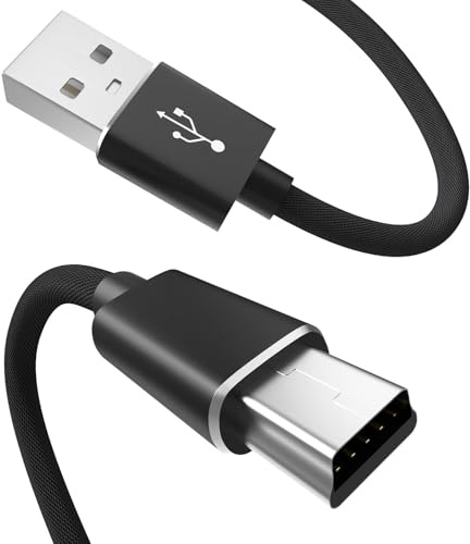 Yaekea 3.3FT Mini USB Cable Compatible with Garmin GPS, Canon/Nikon Camera, PS3 Controller, Blue Yeti Microphone, Texas Instruments Calculator, Gopro Hero, Dash Cam Black Braided Mini Cable