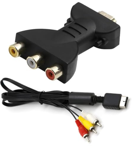 KOOLEVER Adaptador HDMI a AV, con cable AV a RCA Compos para PS1, PS2, PS3, convertidor RCA a HDMI, conector de audio y vídeo, compatibilidad para TV, portátil, Xbox, PS3, DVD