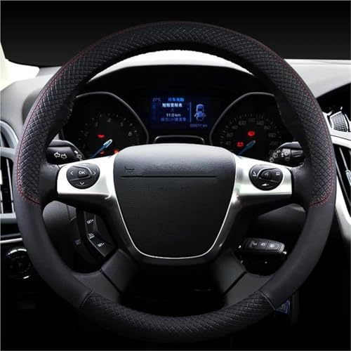 Cubierta de Volante Funda Cuero Volante Coche para Ford para Focus 2 3 MK1 MK2 MK3 Accesorios Interiores Cubre Volante Auto(Negro)