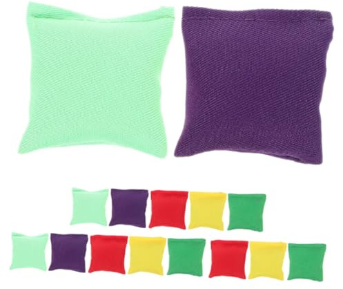 Mikikit 15 Stück Wurfspiel mit Kleinen Doppellagigen Sitzsäcken 5x5cm aus Robustem Material Buntes Outdoor für Party und Garten