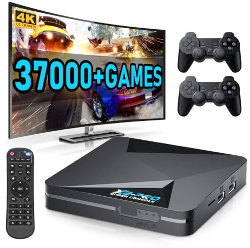 Kinhank Consola de juegos retro con más de 65000 juegos, consola de videojuegos Super Console X2 Pro Android 9.0/Emuelec 4.6, chip S905X2, salida 4K UHD, 2.4G+5G, BT 5.0